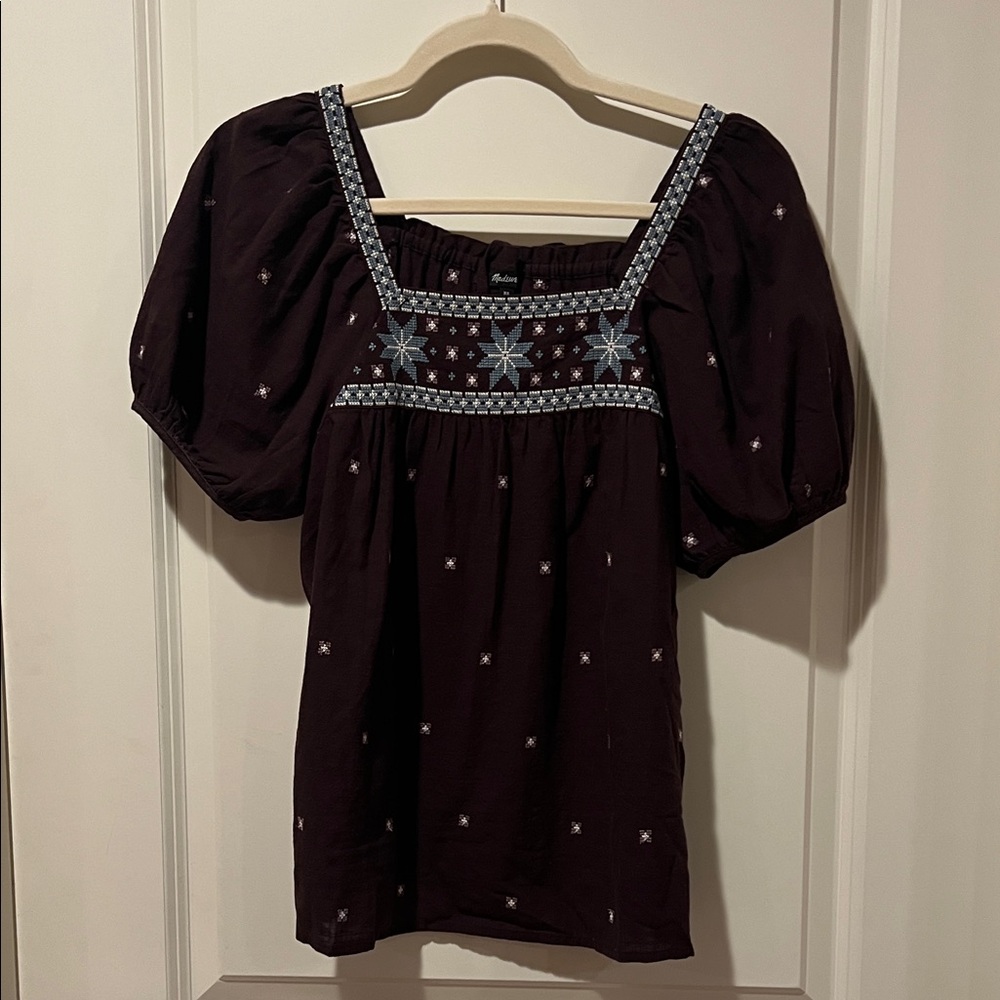 Madewell Dark Purple Embroidered Tunic